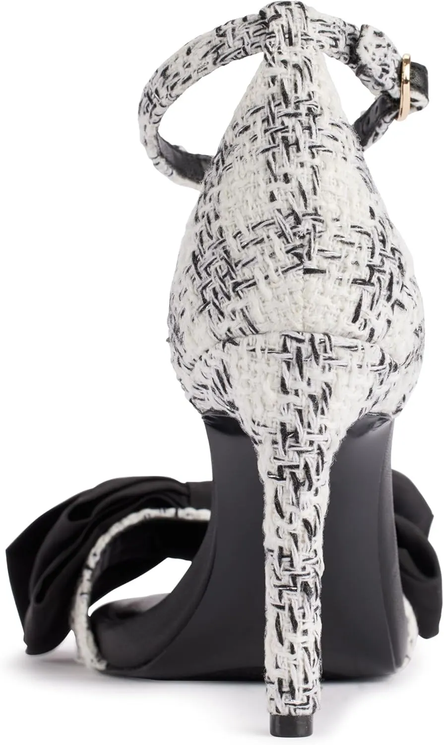 KARL LAGERFELD womens Kenz Bow Evening Ankle Strap Heeled Sandal