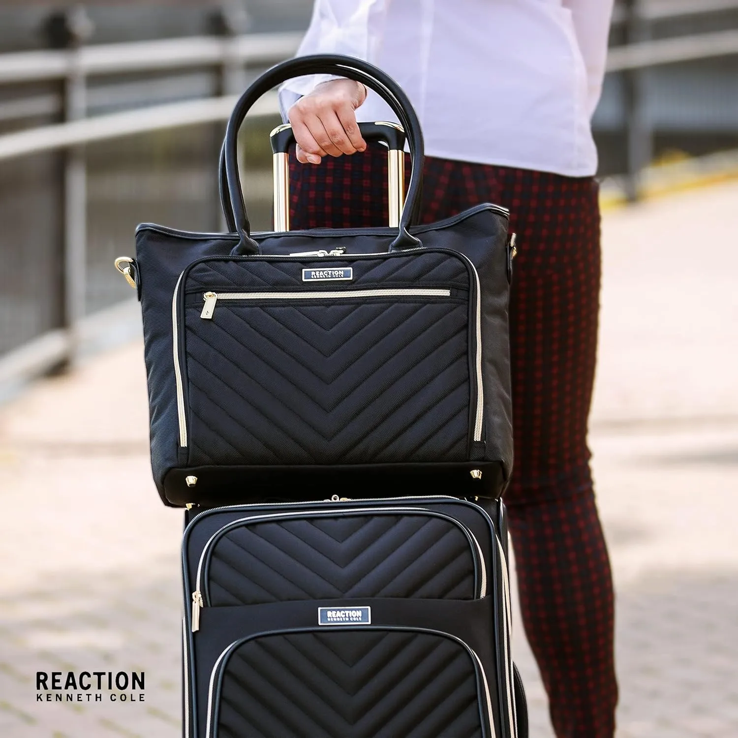 Kenneth Cole REACTION Chelsea Quilted Chevron 15" Laptop & Tablet Business Tote with Removable Shoulder Strap