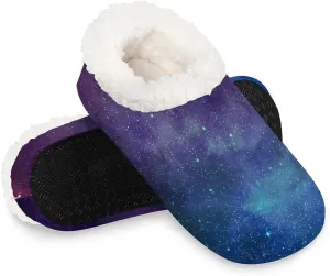 KOBLEN Aurora Borealis Slippers for Women House Shoes with Fleece Lining Wide Comfy Full Slippers Lightweight Cozy Loafer with Rubber Sole Unisex Slippers Adults for Indoor Outdoor