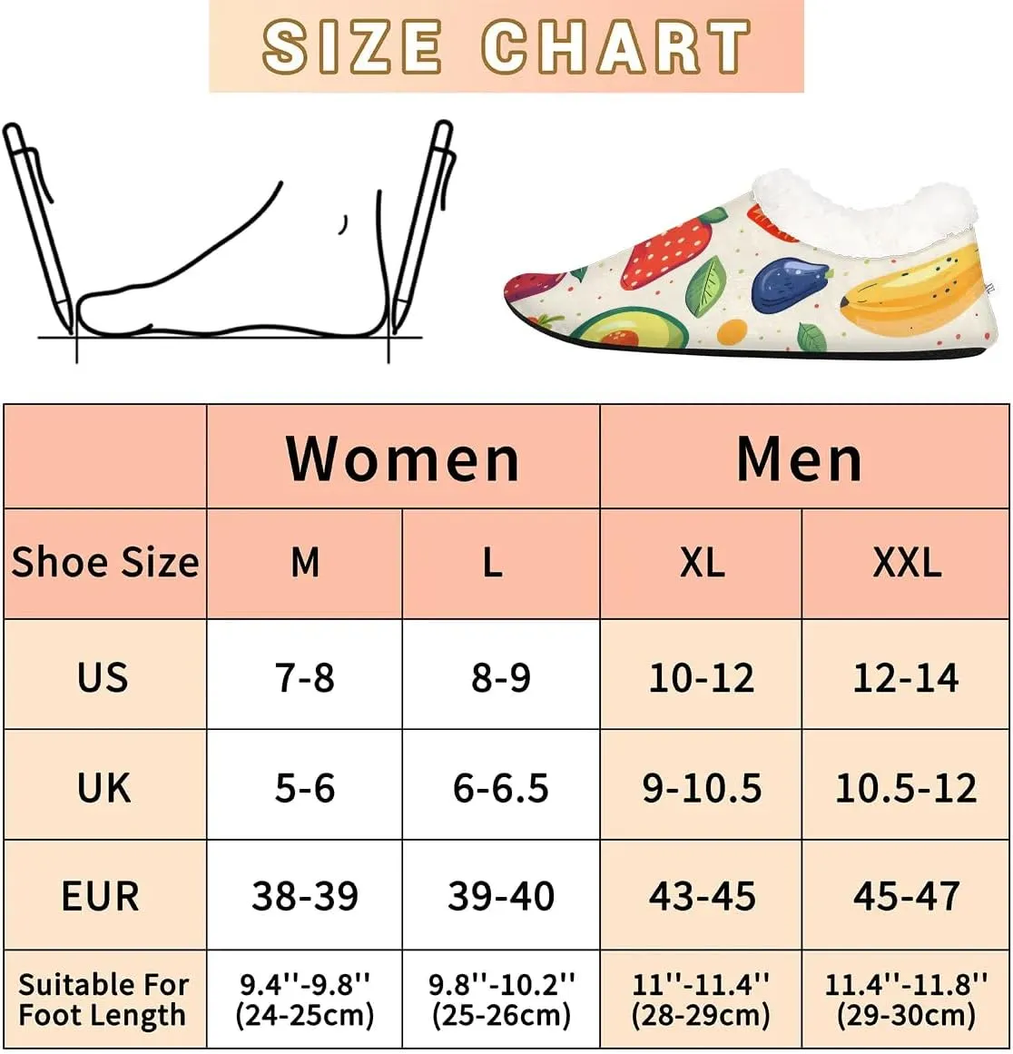 KOBLEN Avocado Blueberry Fruits Slippers for Women House Shoes with Fleece Lining Wide Comfy Full Slippers Lightweight Cozy Loafer with Rubber Sole Unisex Slippers Adults for Indoor Outdoor
