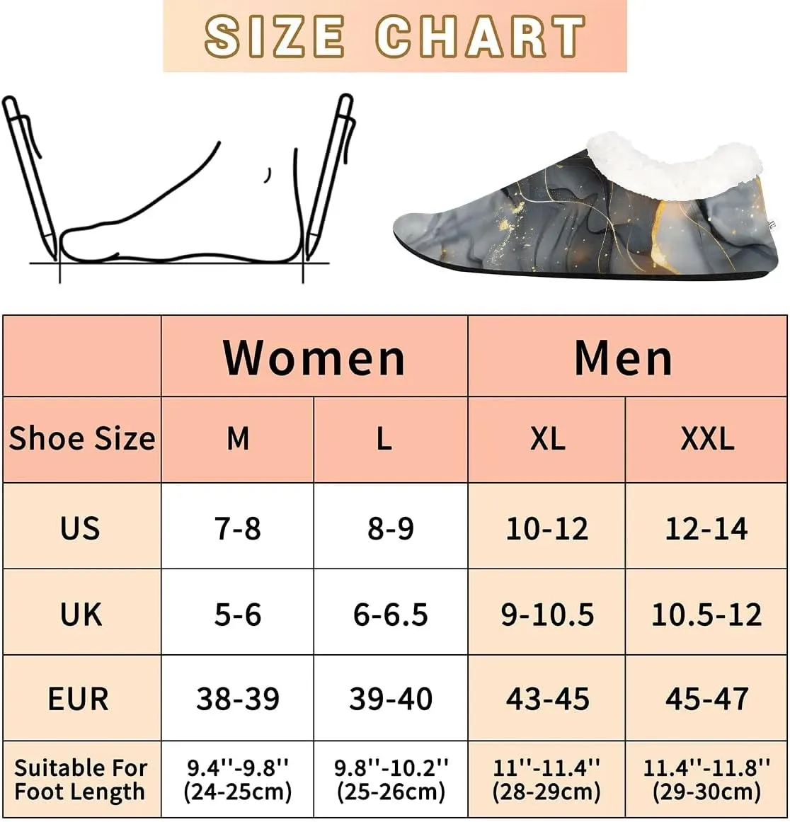 KOBLEN Black Gauzy Marble Slippers for Women House Shoes with Fleece Lining Wide Comfy Full Slippers Lightweight Cozy Loafer with Rubber Sole Unisex Slippers Adults for Indoor Outdoor