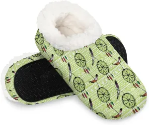 KOBLEN Boho Wind Chime Slippers for Women House Shoes with Fleece Lining Wide Comfy Full Slippers Lightweight Cozy Loafer with Rubber Sole Unisex Slippers Adults for Indoor Outdoor