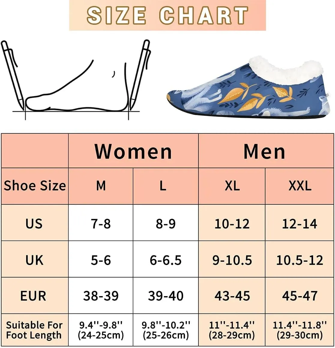 KOBLEN Leaves Blue Wolves Slippers for Women House Shoes with Fleece Lining Wide Comfy Full Slippers Lightweight Cozy Loafer with Rubber Sole Unisex Slippers Adults for Indoor Outdoor
