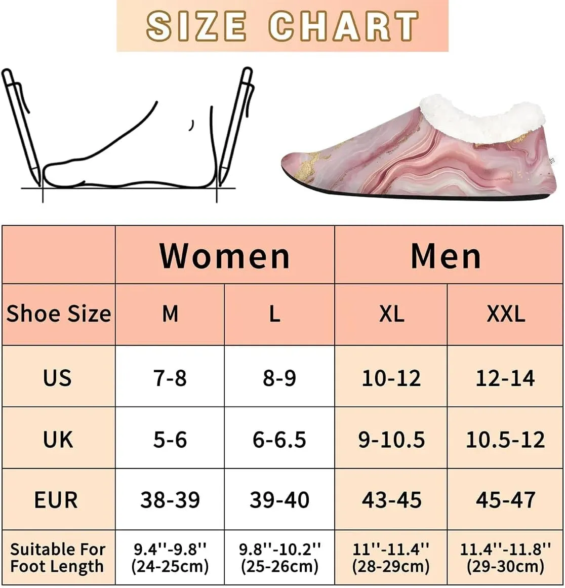 KOBLEN Marble Pink Liquid Slippers for Women House Shoes with Fleece Lining Wide Comfy Full Slippers Lightweight Cozy Loafer with Rubber Sole Unisex Slippers Adults for Indoor Outdoor