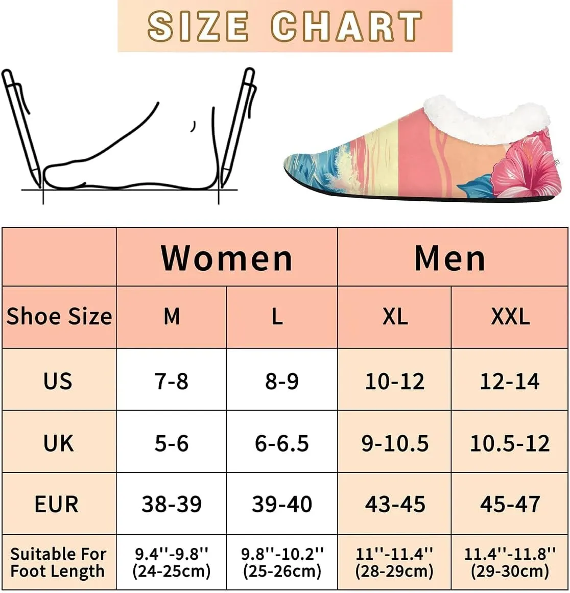 KOBLEN Ocean Hibiscus Palm Slippers for Women House Shoes with Fleece Lining Wide Comfy Full Slippers Lightweight Cozy Loafer with Rubber Sole Unisex Slippers Adults for Indoor Outdoor
