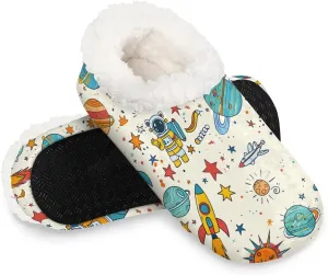 KOBLEN Planet Sun Paint Slippers for Women House Shoes with Fleece Lining Wide Comfy Full Slippers Lightweight Cozy Loafer with Rubber Sole Unisex Slippers Adults for Indoor Outdoor