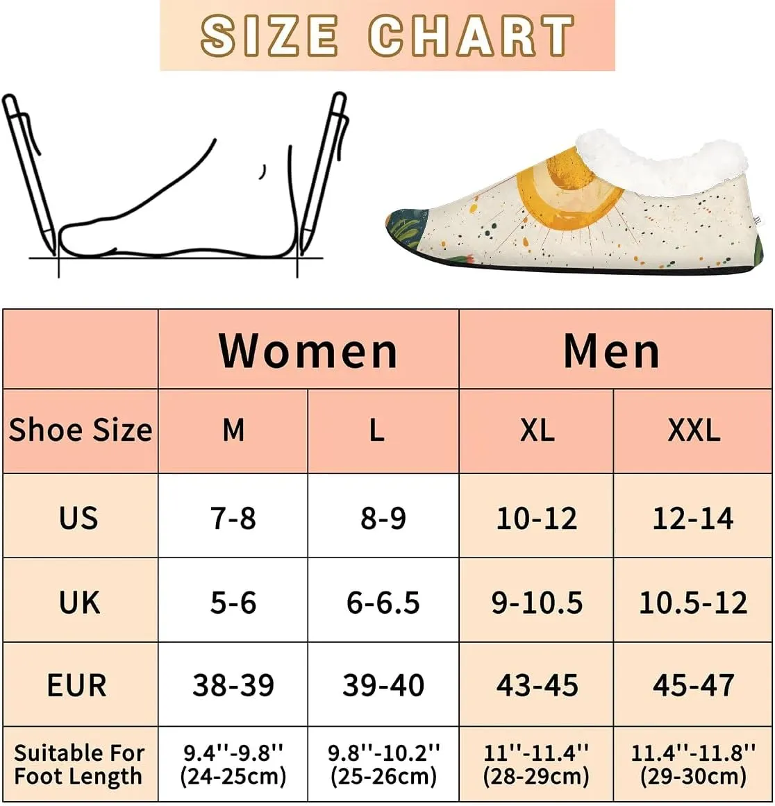 KOBLEN Plants Cactus Sun Slippers for Women House Shoes with Fleece Lining Wide Comfy Full Slippers Lightweight Cozy Loafer with Rubber Sole Unisex Slippers Adults for Indoor Outdoor