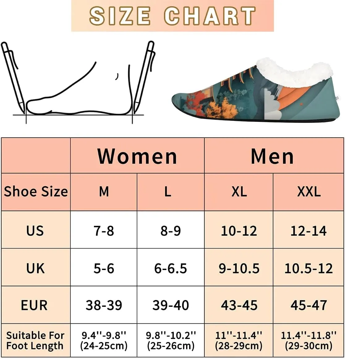KOBLEN Snow Mountain Build Slippers for Women House Shoes with Fleece Lining Wide Comfy Full Slippers Lightweight Cozy Loafer with Rubber Sole Unisex Slippers Adults for Indoor Outdoor