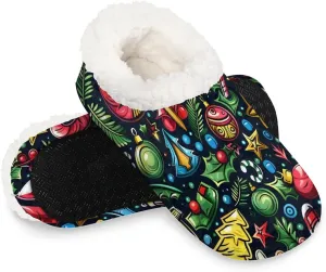 KOBLEN Sock Pendant Paint Slippers for Women House Shoes with Fleece Lining Wide Comfy Full Slippers Lightweight Cozy Loafer with Rubber Sole Unisex Slippers Adults for Indoor Outdoor