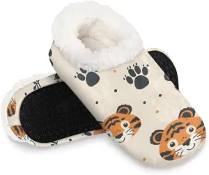 KOBLEN Tigers Paw Leaves Slippers for Women House Shoes with Fleece Lining Wide Comfy Full Slippers Lightweight Cozy Loafer with Rubber Sole Unisex Slippers Adults for Indoor Outdoor
