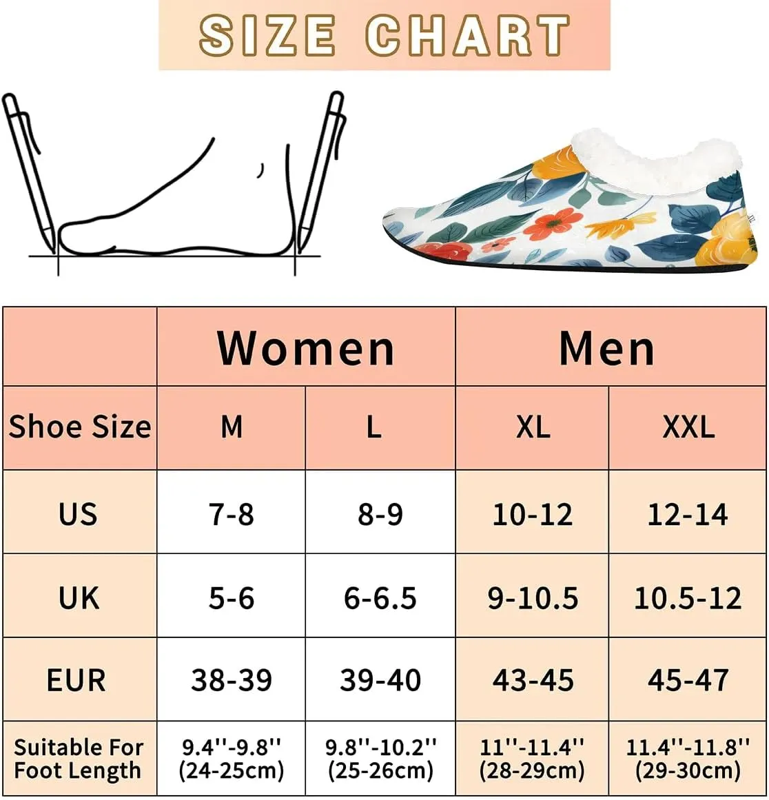 KOBLEN Tropical Flower Leaf Slippers for Women House Shoes with Fleece Lining Wide Comfy Full Slippers Lightweight Cozy Loafer with Rubber Sole Unisex Slippers Adults for Indoor Outdoor