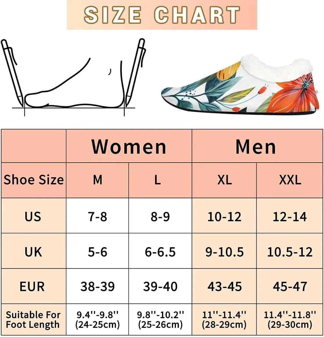 KOBLEN Tropical Flowers Leaves Slippers for Women House Shoes with Fleece Lining Wide Comfy Full Slippers Lightweight Cozy Loafer with Rubber Sole Unisex Slippers Adults for Indoor Outdoor
