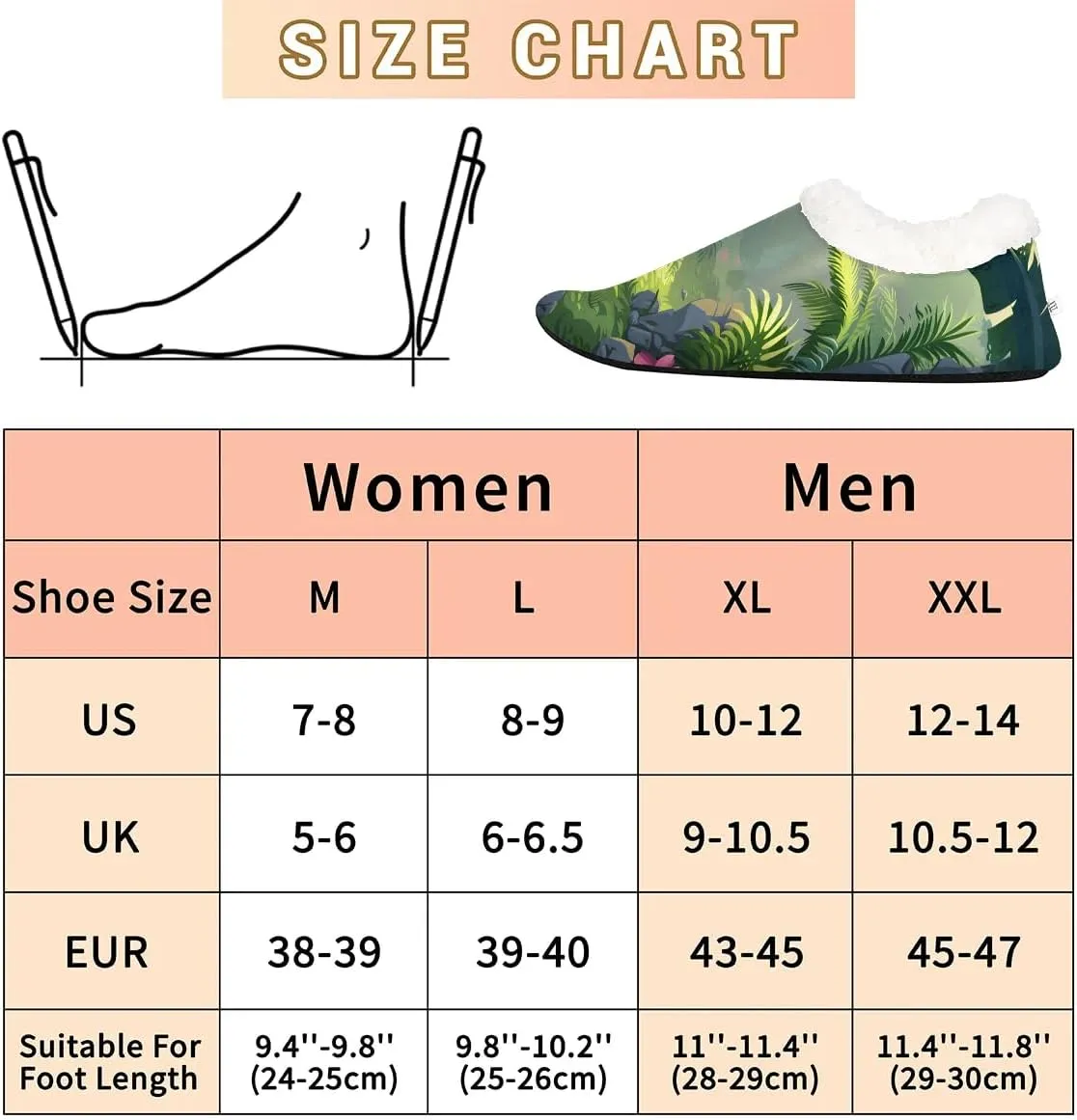 KOBLEN Tropical Leaves Slippers for Women House Shoes with Fleece Lining Wide Comfy Full Slippers Lightweight Cozy Loafer with Rubber Sole Unisex Slippers Adults for Indoor Outdoor