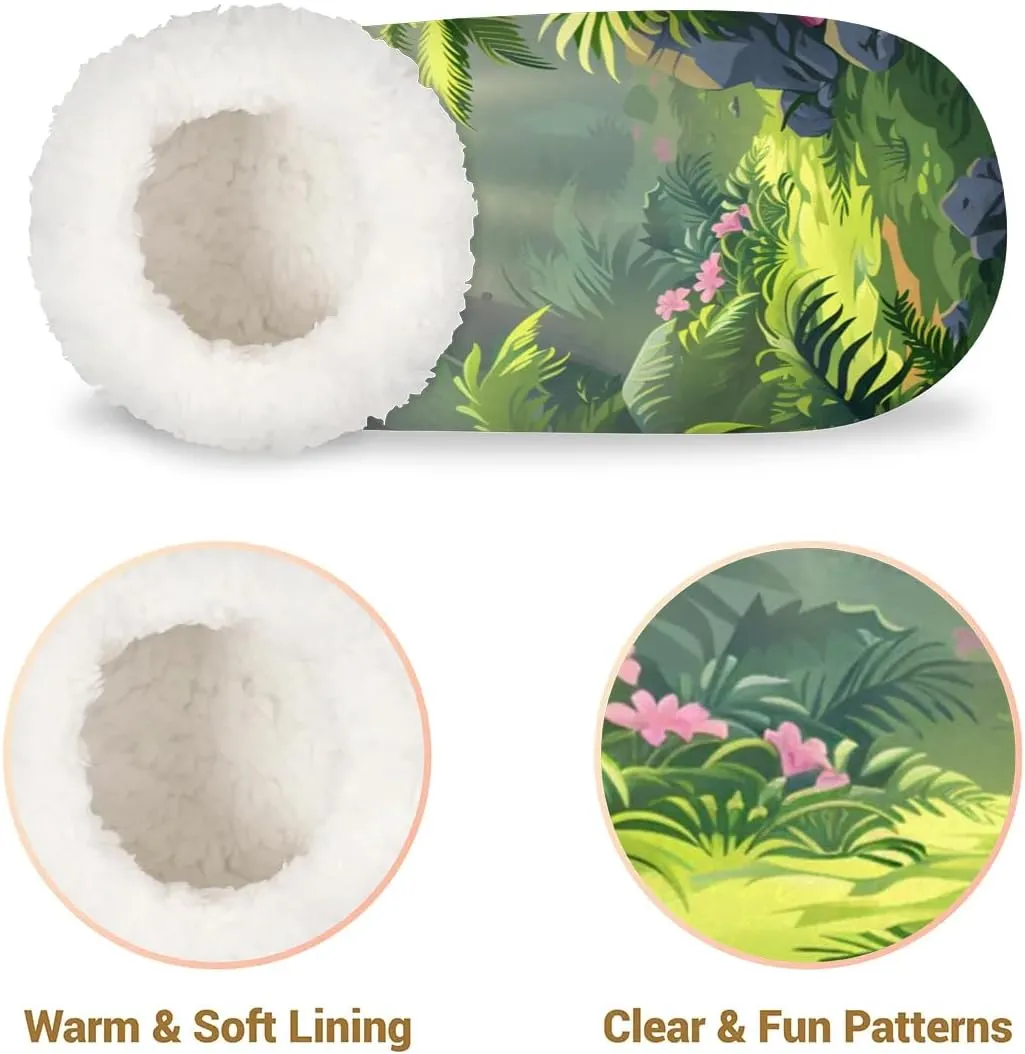 KOBLEN Tropical Leaves Slippers for Women House Shoes with Fleece Lining Wide Comfy Full Slippers Lightweight Cozy Loafer with Rubber Sole Unisex Slippers Adults for Indoor Outdoor