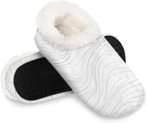 KOBLEN Wave Textures Vector Slippers for Women House Shoes with Fleece Lining Wide Comfy Full Slippers Lightweight Cozy Loafer with Rubber Sole Unisex Slippers Adults for Indoor Outdoor