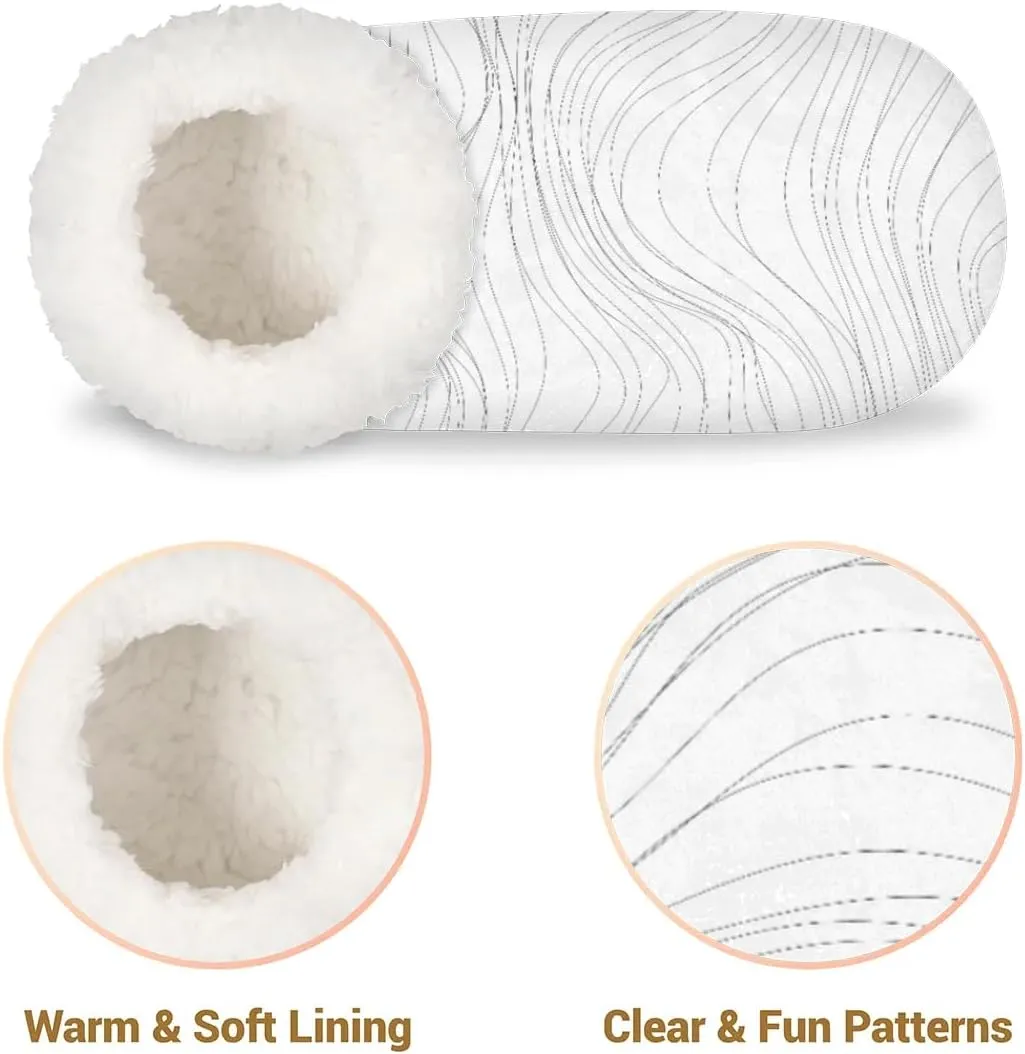 KOBLEN Wave Textures Vector Slippers for Women House Shoes with Fleece Lining Wide Comfy Full Slippers Lightweight Cozy Loafer with Rubber Sole Unisex Slippers Adults for Indoor Outdoor
