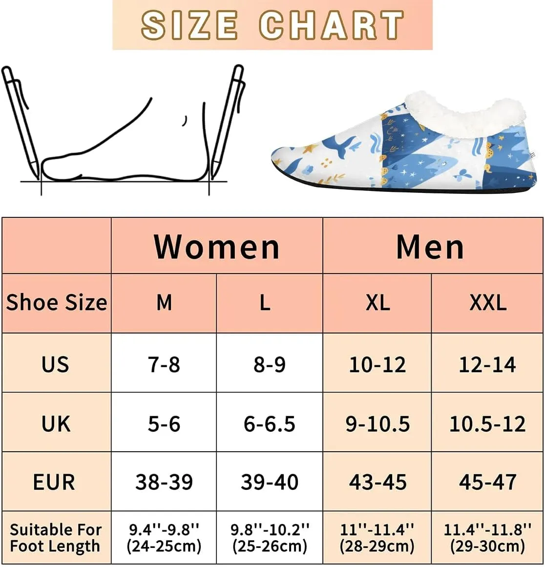 KOBLEN Whales Seaweed Mountain Slippers for Women House Shoes with Fleece Lining Wide Comfy Full Slippers Lightweight Cozy Loafer with Rubber Sole Unisex Slippers Adults for Indoor Outdoor