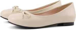 KOKOMOMO Womens Bow Round Toe Ballet Flats Slip On Ballerina Shoes