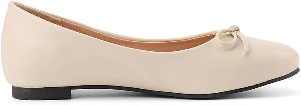 KOKOMOMO Womens Bow Round Toe Ballet Flats Slip On Ballerina Shoes