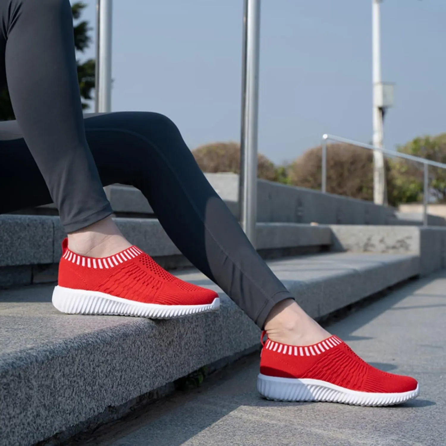 konhill Women's Lightweight Walking Shoes Breathable Slip On Tennis Sneakers Casual Mesh Workout Athletic