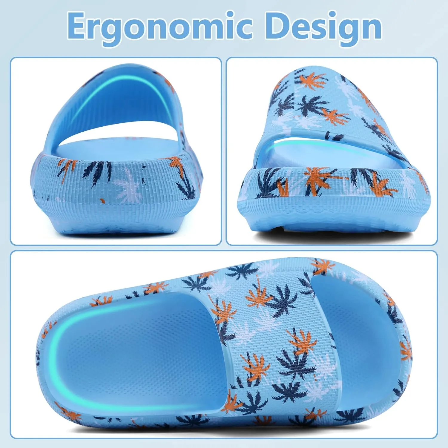 KOUECI Kids Cloud Slides Boys Girls Shower Slippers Slip on Slide Sandals Non-slip Summer Beach Pool Shoes