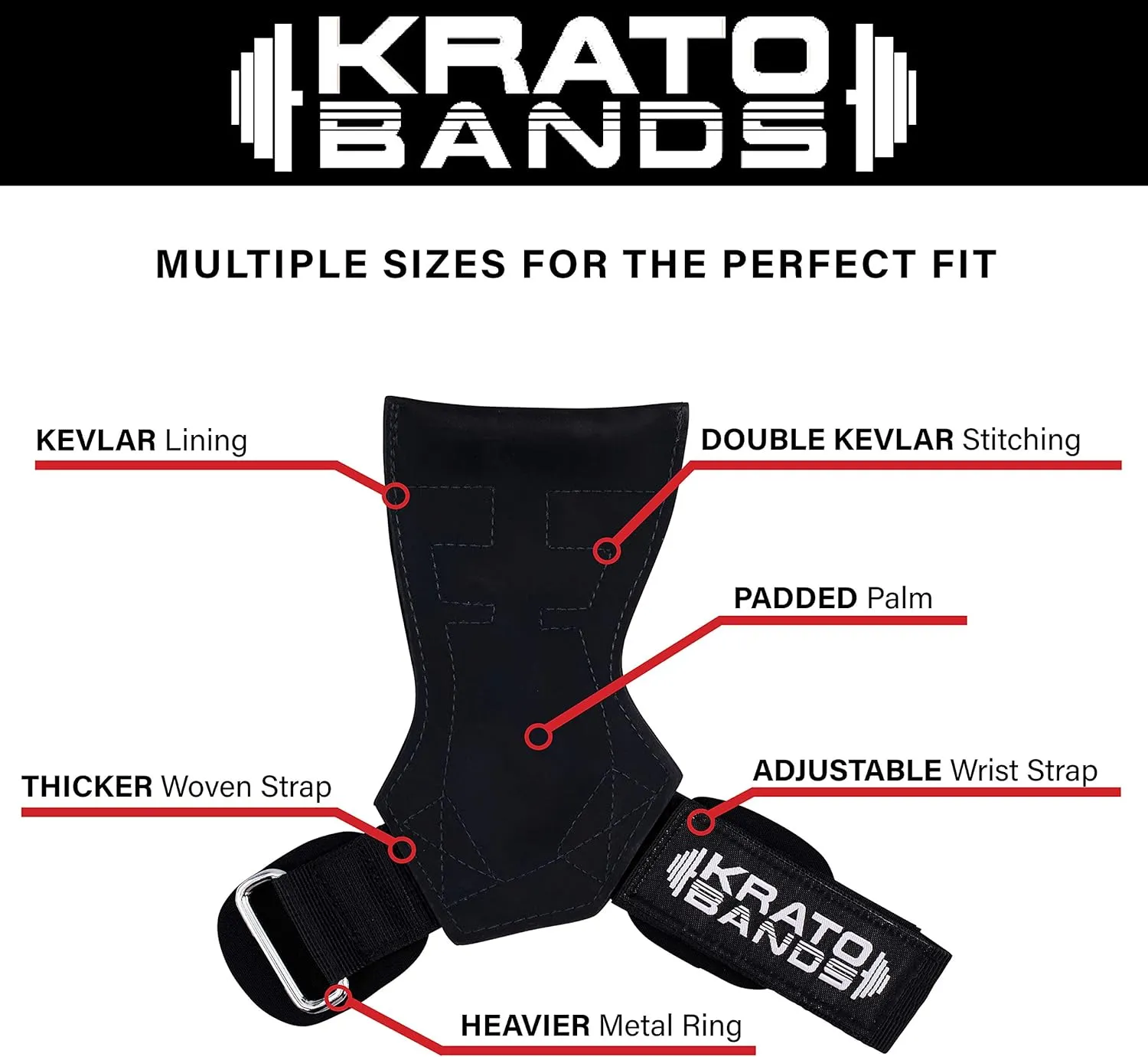 Krato Kevlar Lined Versatile Lifting Straps | Grips Bands