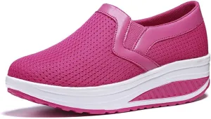 L LOUBIT Women Wedge Shoes Breathable Mesh Sneakers Slip On Comfort Walking Shoes