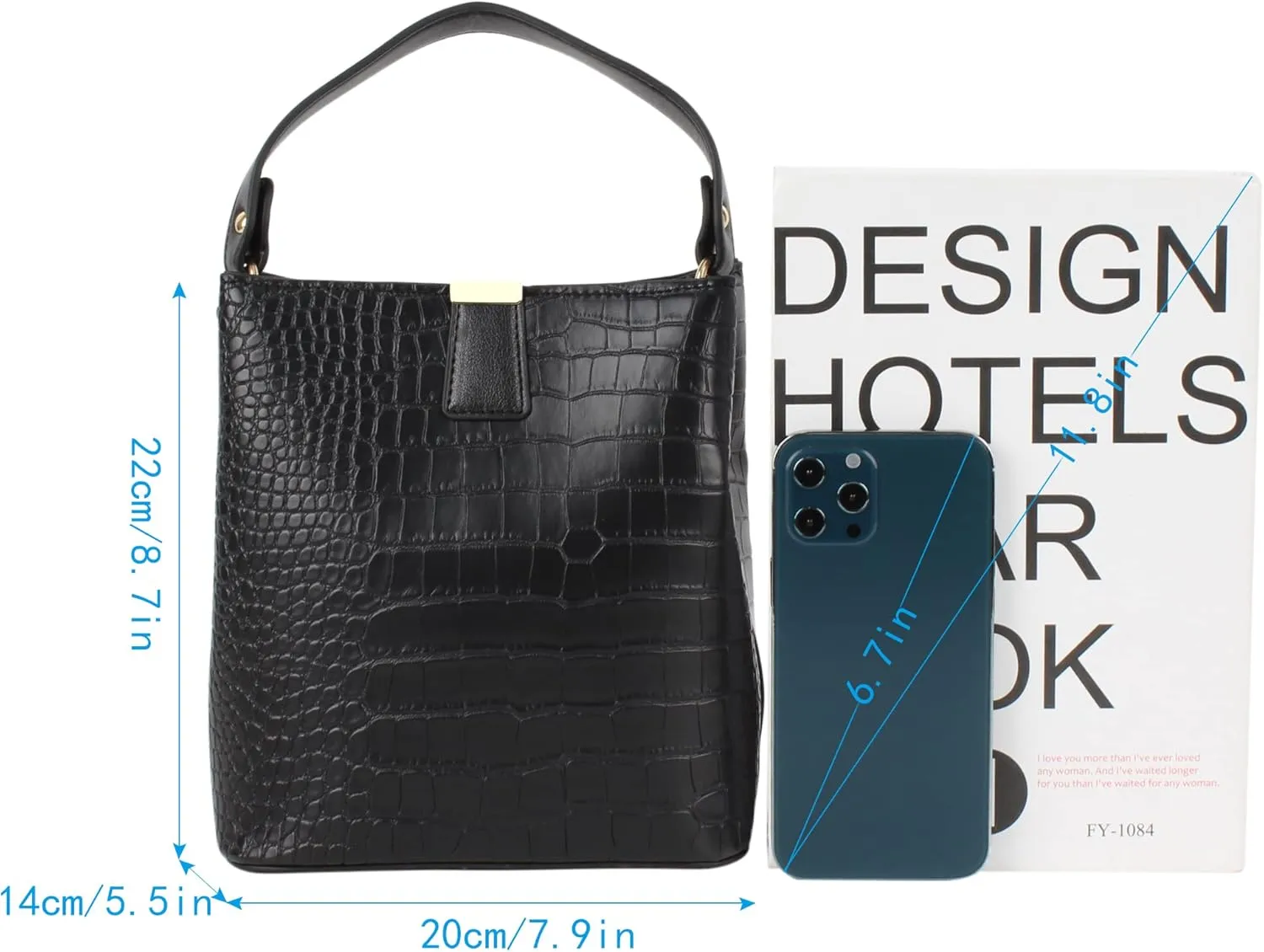 LABANCA Women Retro Alligator Bucket Bags Crocodile Pattern Designer Shoulder Bag Ladies PU Purse Crossbody Wallet Bag