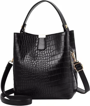 LABANCA Women Retro Alligator Bucket Bags Crocodile Pattern Designer Shoulder Bag Ladies PU Purse Crossbody Wallet Bag