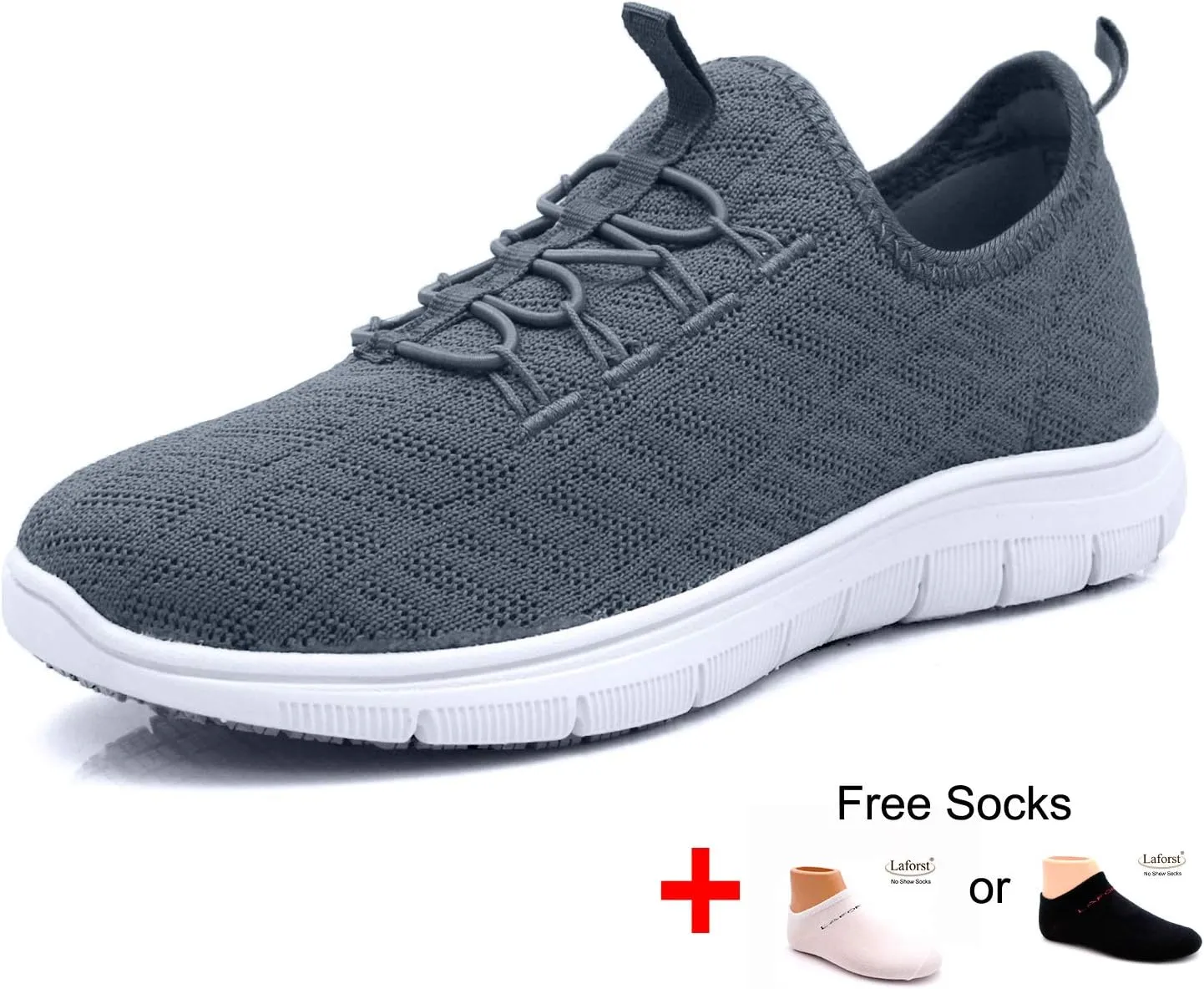 Laforst Jewel Womens Synthetic Mesh Upper Lace Up Nonslip Server Waitress Slip On Sneaker Free Socks
