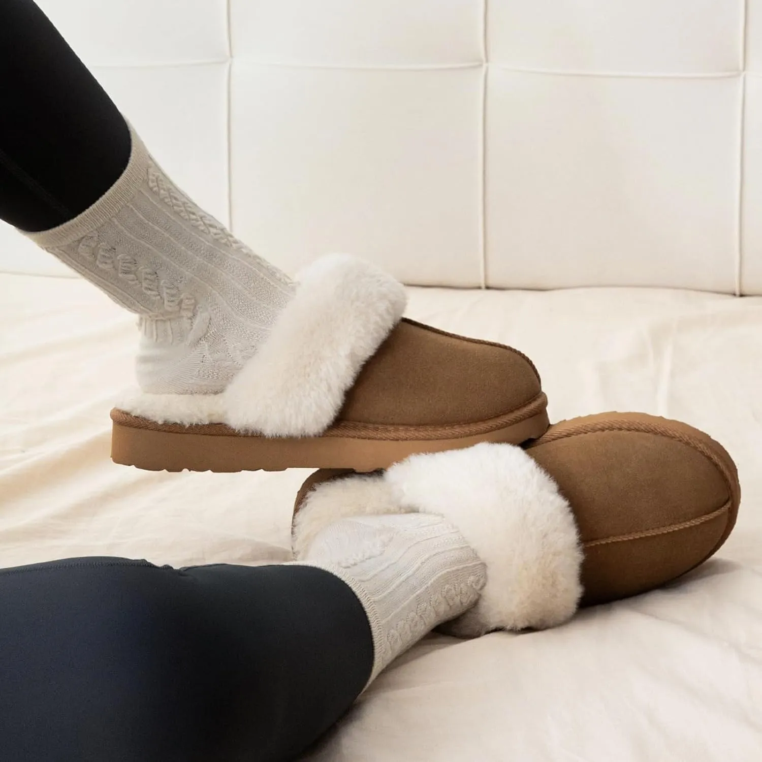 LazyStep Women's Fuzzy House Slippers, Slip on Warm Indoor and Outdoor House Shoes