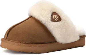 LazyStep Women's Fuzzy House Slippers, Slip on Warm Indoor and Outdoor House Shoes
