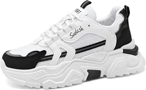 lilaBelle]【Invisible Lift Breathable Men's Chunky ers Summer 2024, Comfortable Orthopedic Shoes with Elastic Anti-Slip Sole, Versatile e Dad Shoes for Work & Street Fashion Black