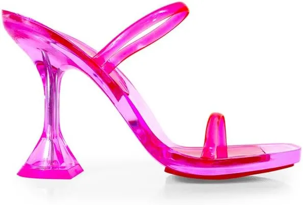 Liliana Women's Double Strap Jelly Sandals, Transparent Spool Heels Mina-1