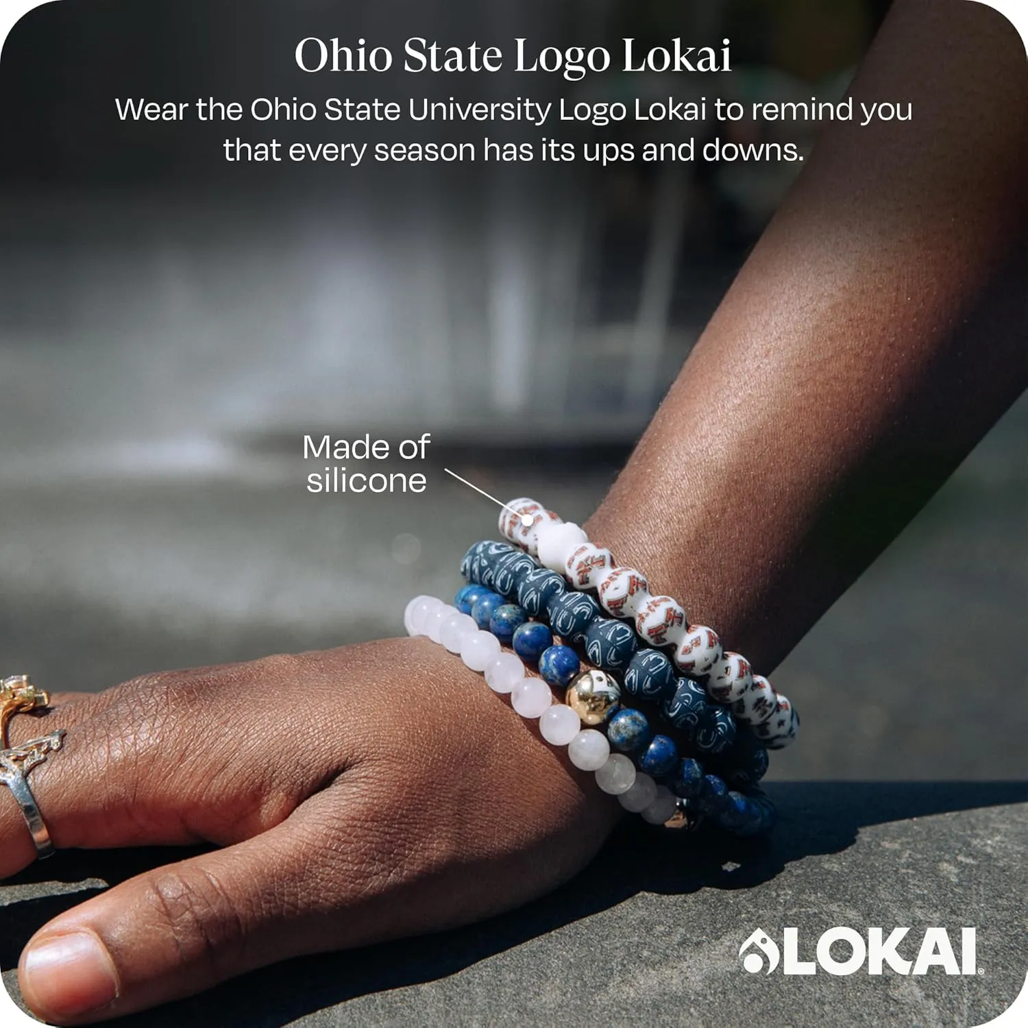 Lokai Collegiate Silicone Beaded Bracelet for Women & Men, College Collection - Silicone Jewelry Fashion Bracelet Slides-On for Comfortable Fit