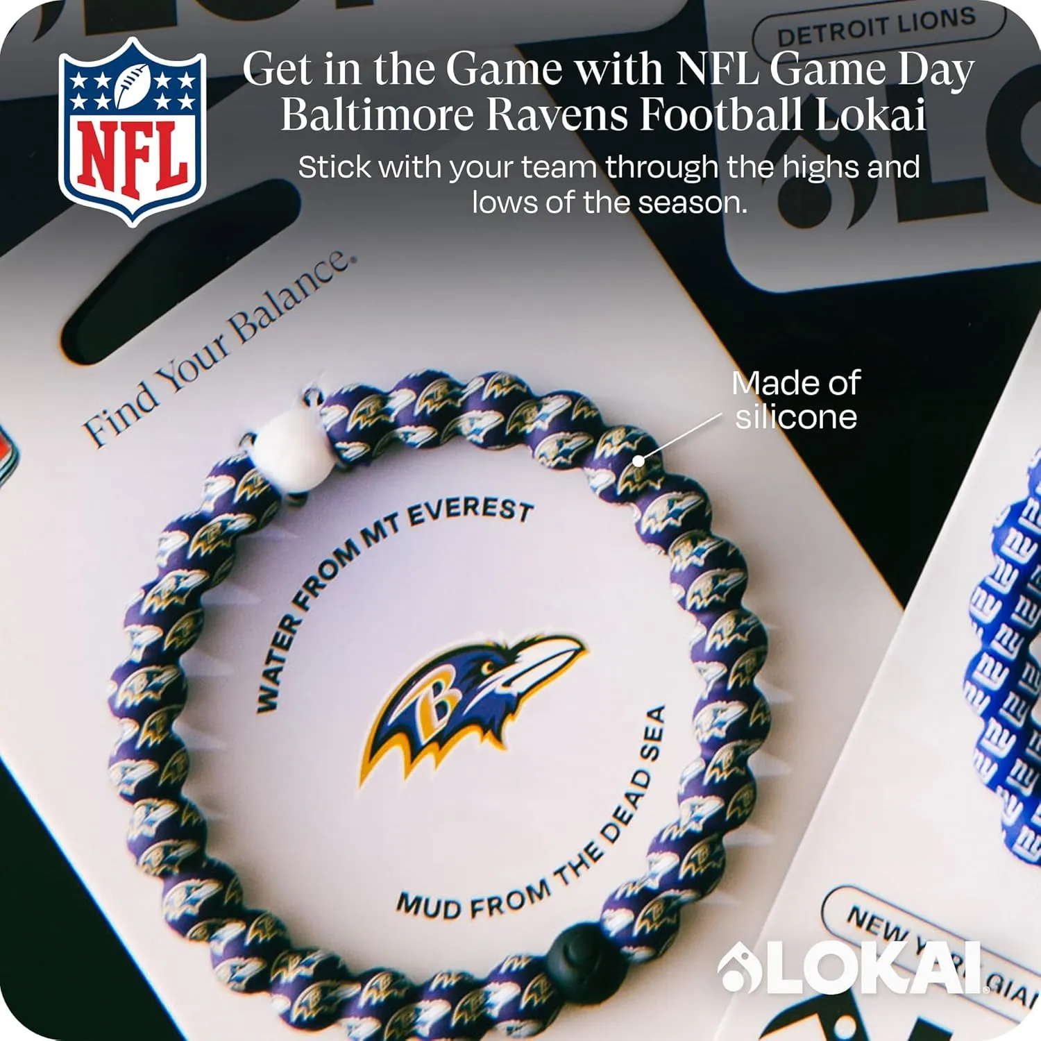 Lokai NFL Football Collection Beaded Bracelets for Men & Women - Silicone Jewelry Fashion Bracelet Slides-On for Comfortable Fit