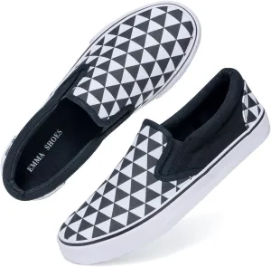 Low-Top Slip Ons Women's Fashion Sneakers Casual Canvas Sneakers for Women Comfortable Flats Breathable Padded Insole Slip on Sneakers Women Low Slip on Shoes