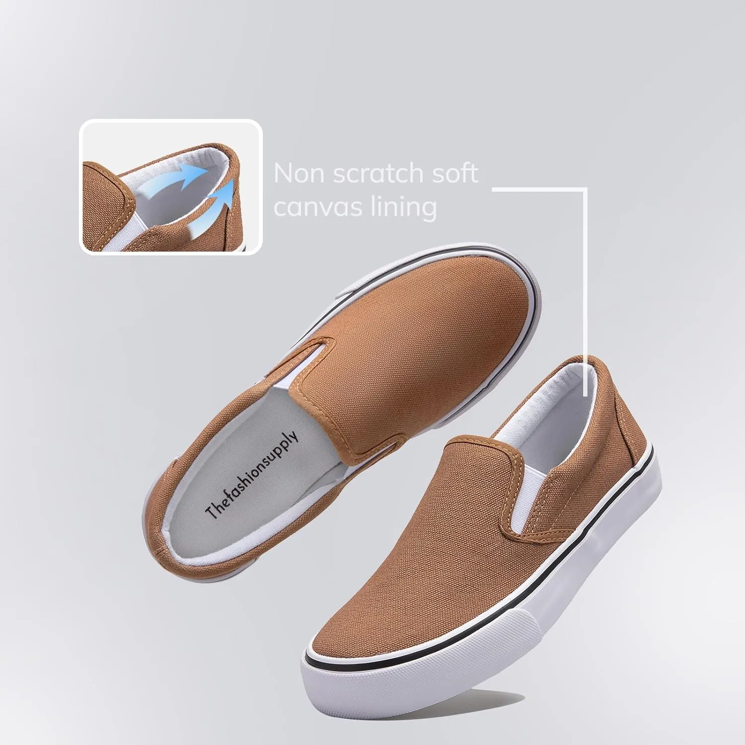 Low-Top Slip Ons Women's Fashion Sneakers Casual Canvas Sneakers for Women Comfortable Flats Breathable Padded Insole Slip on Sneakers Women Low Slip on Shoes
