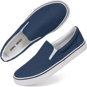 Low-Top Slip Ons Women's Fashion Sneakers Casual Canvas Sneakers for Women Comfortable Flats Breathable Padded Insole Slip on Sneakers Women Low Slip on Shoes