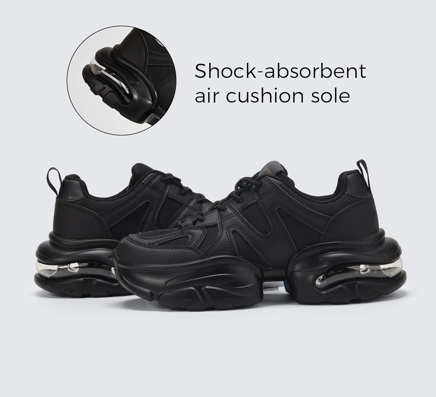 LUCKY STEP Women's Air Cushion Chunky Sneaker Fashion Thick Sole 90S Retro Dad Rave Casual Comfortable Walking Shoes