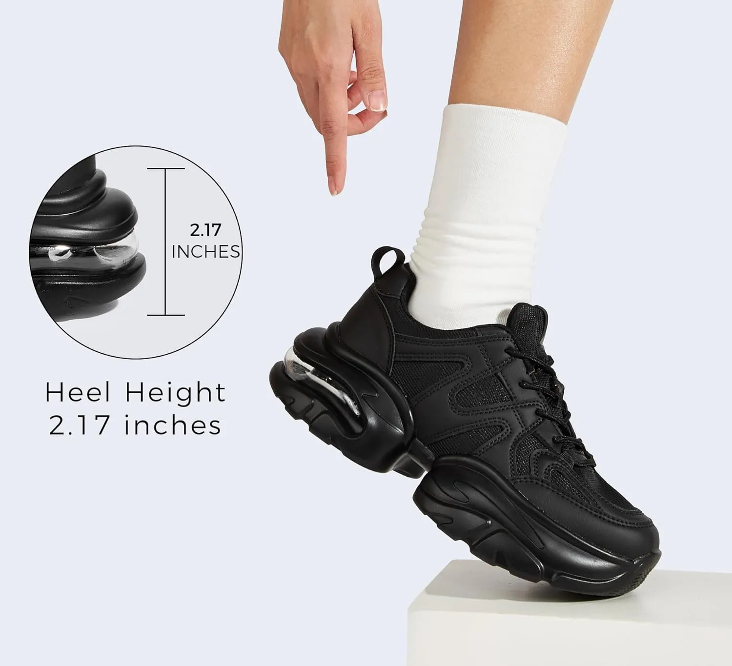 LUCKY STEP Women's Air Cushion Chunky Sneaker Fashion Thick Sole 90S Retro Dad Rave Casual Comfortable Walking Shoes