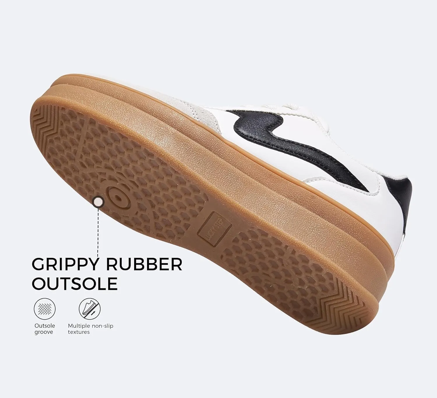 LUCKY STEP Women's Platform Fashion Sneakers Thick Sole Suede Genuine Leather Classic Rubber Gum Sole Low Top Casual Walking Shoes