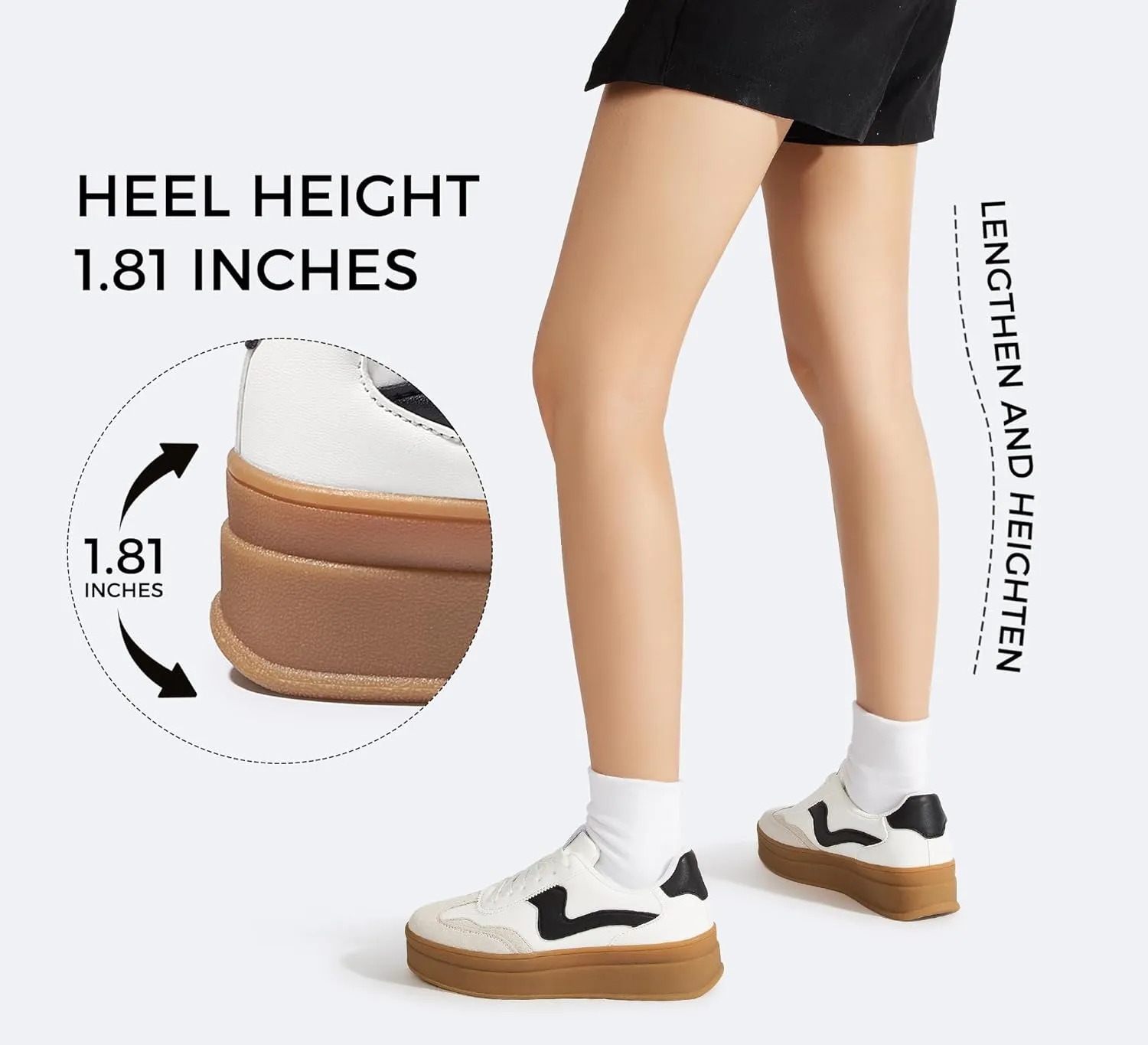 LUCKY STEP Women's Platform Fashion Sneakers Thick Sole Suede Genuine Leather Classic Rubber Gum Sole Low Top Casual Walking Shoes
