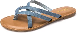 Luffymomo Women's Elastic Strap Flat Sandals Casual Summer Open Toe Sandal