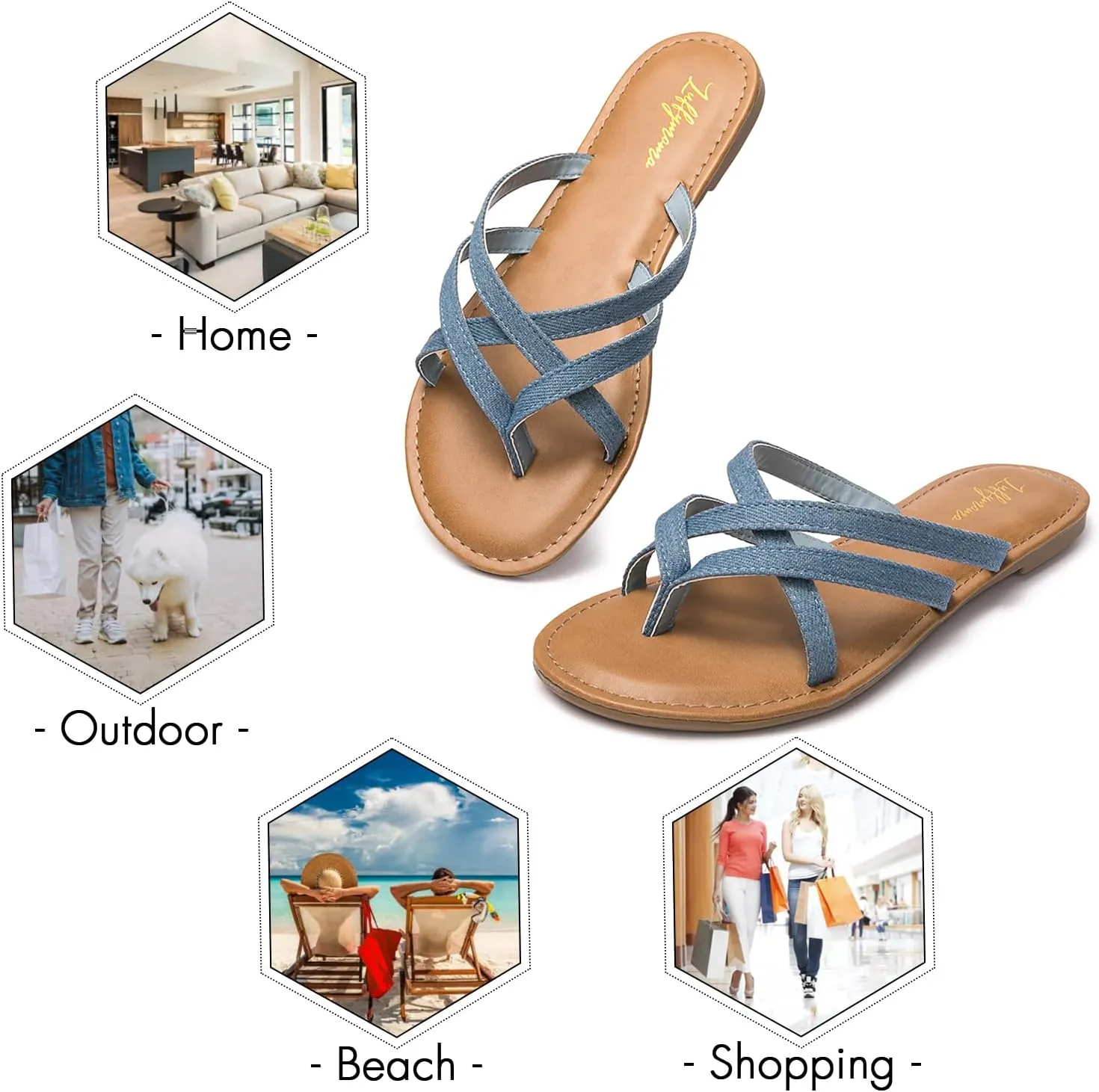 Luffymomo Women's Elastic Strap Flat Sandals Casual Summer Open Toe Sandal