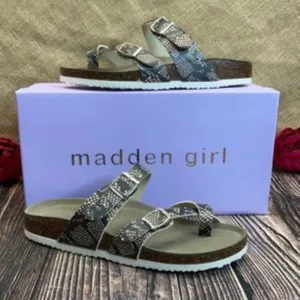 Madden Girl Snakeskin Bryceee Footbed Sandals 6M