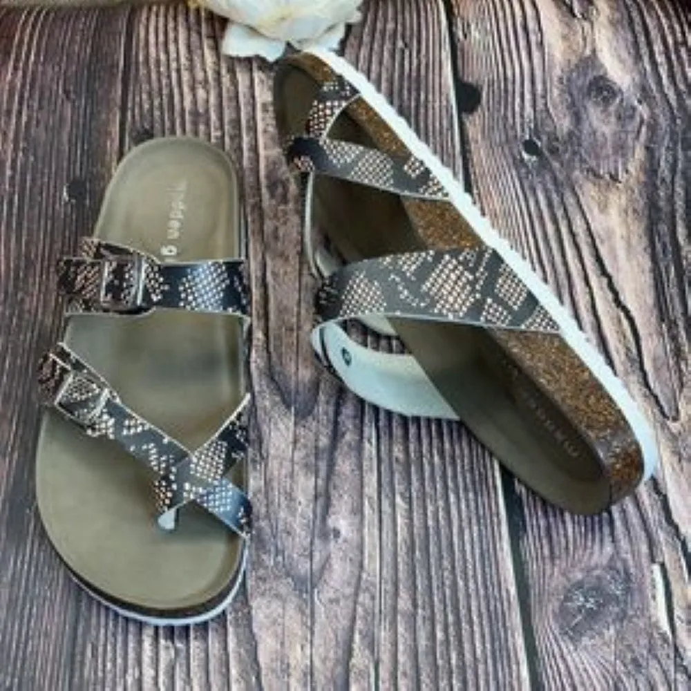 Madden Girl Snakeskin Bryceee Footbed Sandals 6M