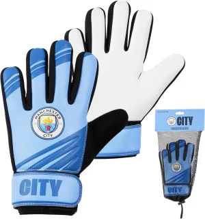 Manchester City F.C. Goalkeeper Gloves for Kids Teenagers Non Slip Padded Palms Size 5 or 7 Man City Gifts for Boys (Size 5)