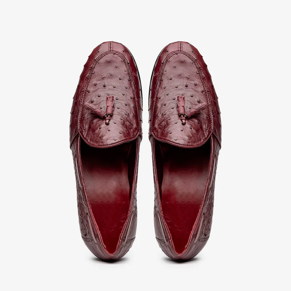 Marco Di Milano Aubiere Wine Ostrich Quill Tassel Loafers