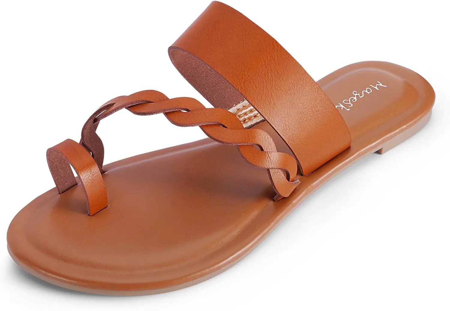 mazeskin Womens Memory Foam H-Band Summer Comfortable Dressy Flat Slide Sandals